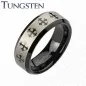 Bague homme en tungstène noir croix