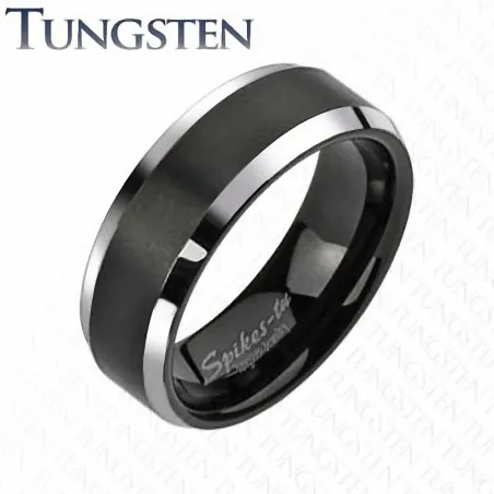 Bague Tungstène Noire Brossé - Bague homme et femme en tungstene