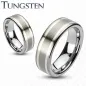 Bague homme tungstène double strie argentée