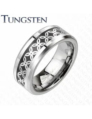 Bague tungstène homme motif floral