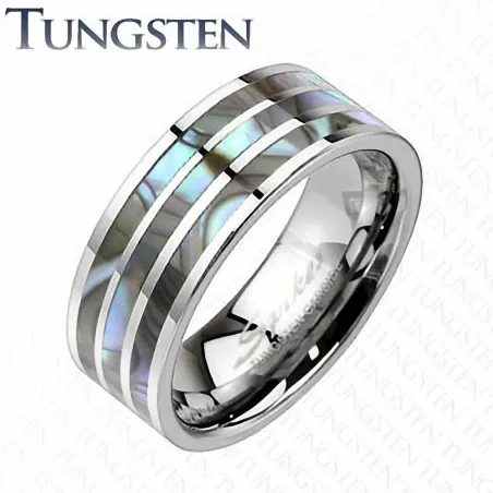 Bague tungstène homme avec nacre triple