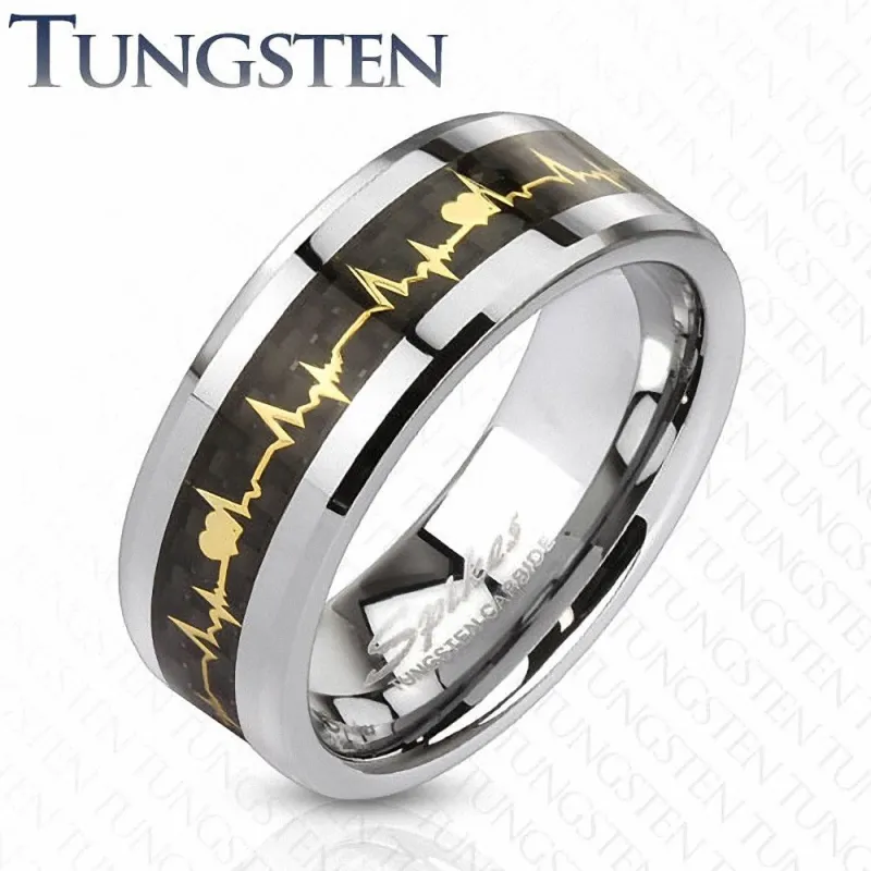 Bague tungstène homme heartbeat