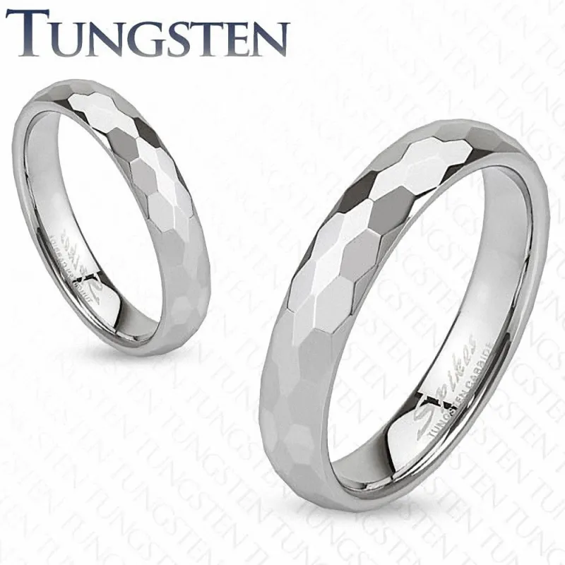 Bague de mariage en tungstène avec multiples prismes