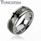 Bague homme en Tungstène Multi-facettes Prisme Noir