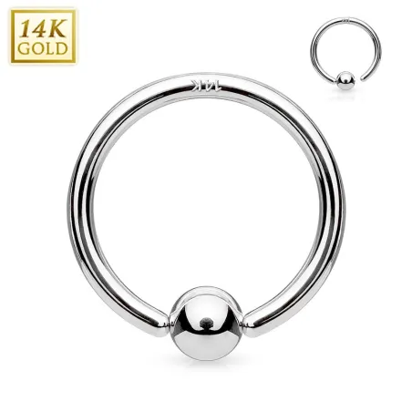 Piercing anneau boule fixée en or blanc 14 carats