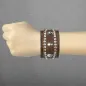 Bracelet homme en cuir marron trois skulls clous