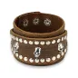 Bracelet homme en cuir marron trois skulls clous