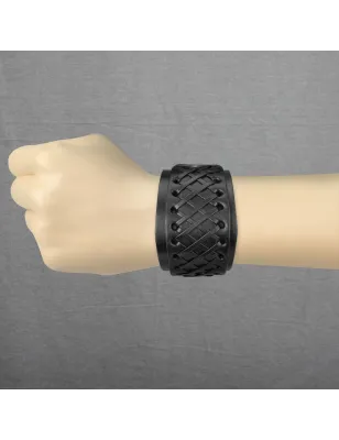 Bracelet homme en cuir noir noué de croix