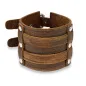 Bracelet homme en cuir marron à double boucles