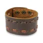 Bracelet homme en cuir marron à double couture