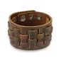 Bracelet homme en cuir marron à damier tissé