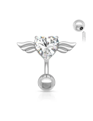 Piercing nombril Inversé Coeur Ailes d'Ange