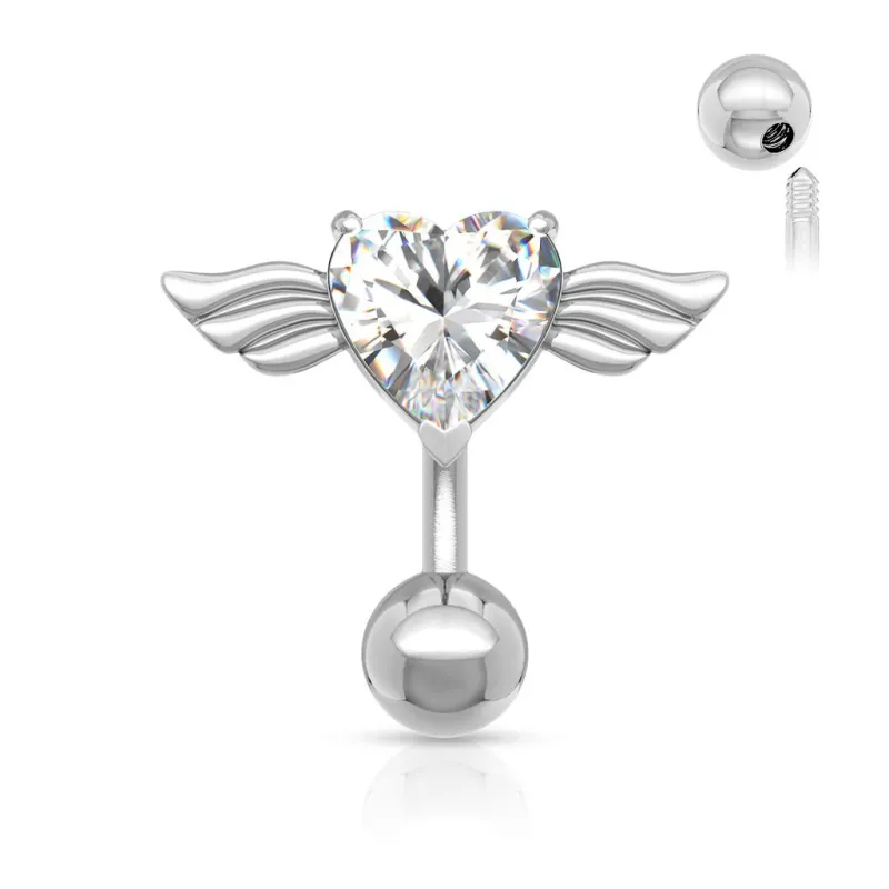 Piercing nombril Inversé Coeur Ailes d'Ange