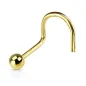 Piercing nez tige courbée Or jaune 14 carats boule