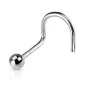 Piercing nez tige courbée Or Blanc 14 carats boule