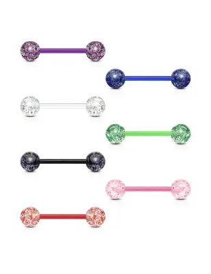 Lot de 7 piercing langue Bioflex à paillettes