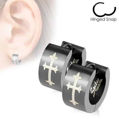 Paire boucles d'oreille homme croix gothique