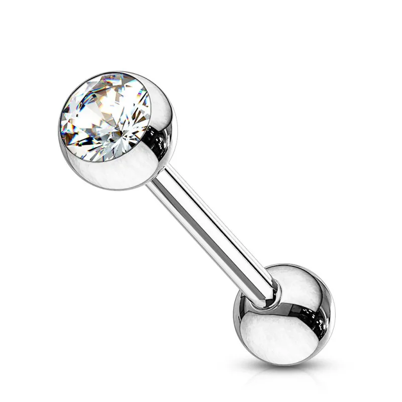 Piercing langue Acier Chirurgical Gemme