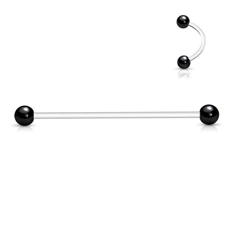 Piercing oreille Barbell Surface Bioplast Boules Titane