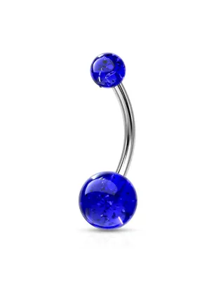 Piercing nombril Acier Boules Glitter