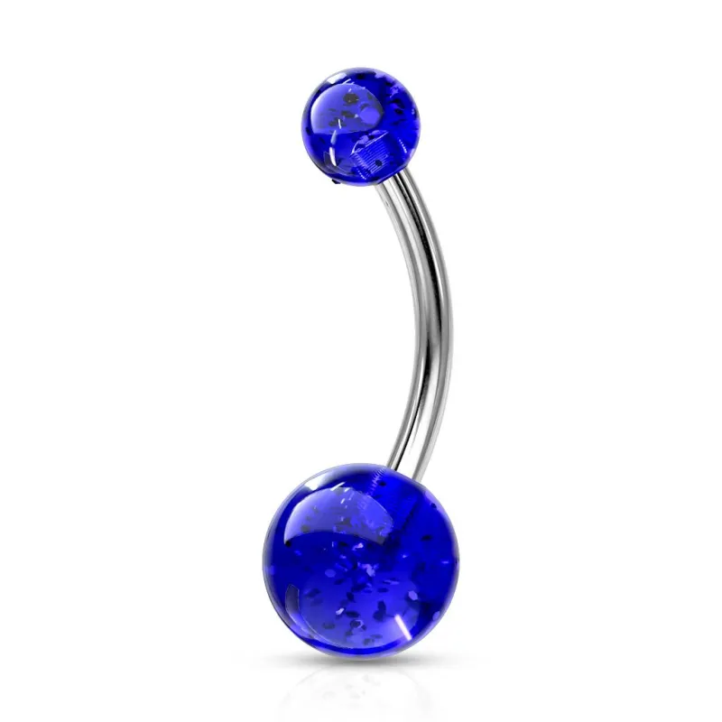 Piercing nombril Acier Boules Glitter