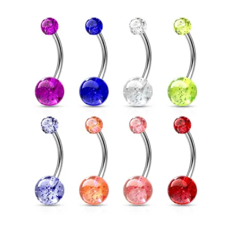 Piercing nombril Acier Boules Glitter