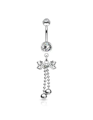 Piercing nombril ruban perles