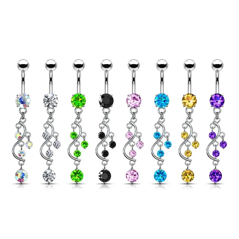 Piercing Nombril Acier chirurgical Pendentif Vigne