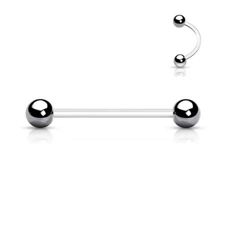 Piercing Barbell Surface Bioplast Boules Acier  - Bijou Piercing Langue