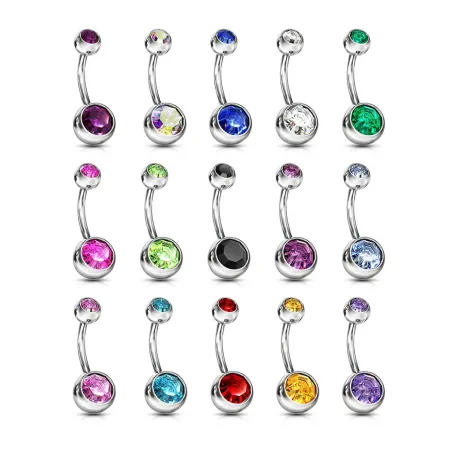 Piercing nombril Acier Chirurgical Double Strass