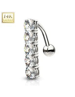 Piercing nombril inversé Or blanc 14 carats