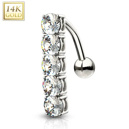 Piercing nombril inversé Or blanc 14 carats