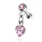 Piercing oreille cartilage hélix pendentif coeur cristal rose