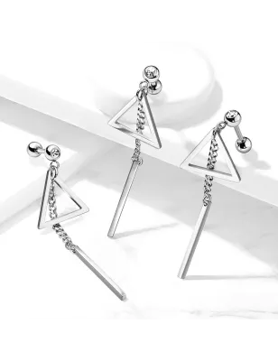 Piercing cartilage pendentif barre triangle