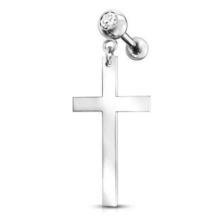 Piercing cartilage pendentif croix argenté