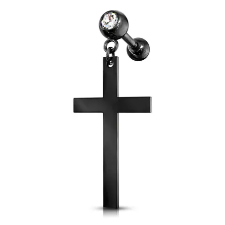 Piercing cartilage pendentif croix noir