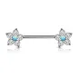 Piercing téton fleur opaline bleue