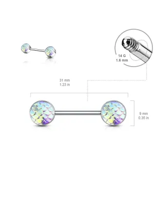 Piercing téton écailles de poisson aurore boréale