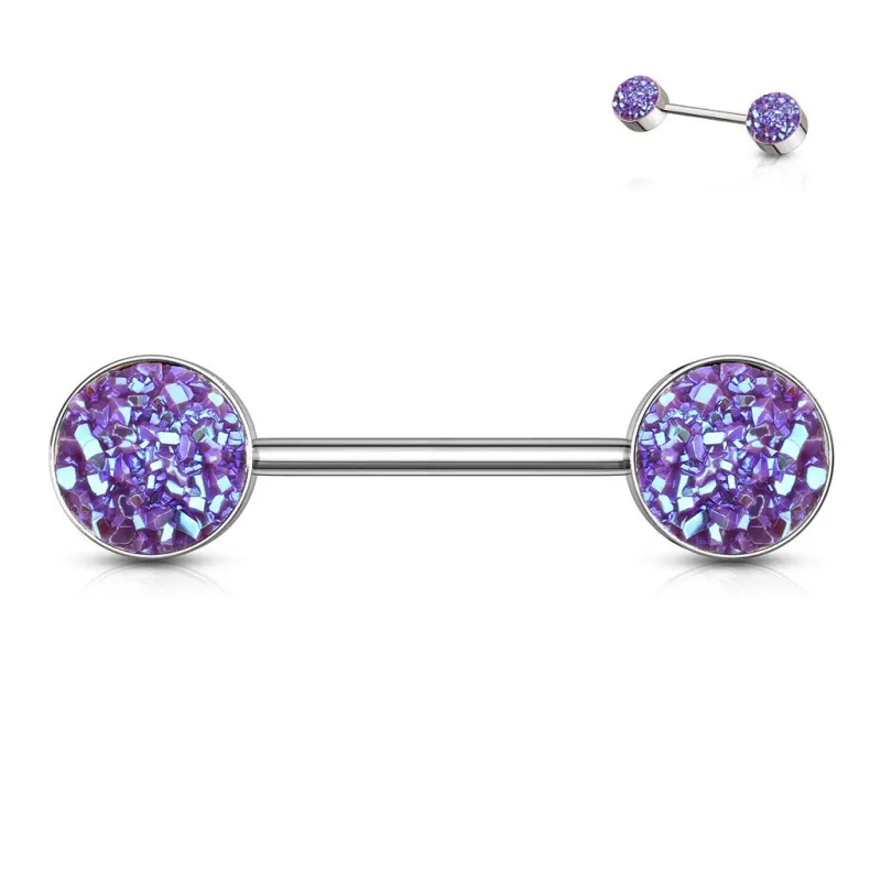 Piercing téton acier druse violet