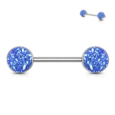 Piercing téton acier druse bleu