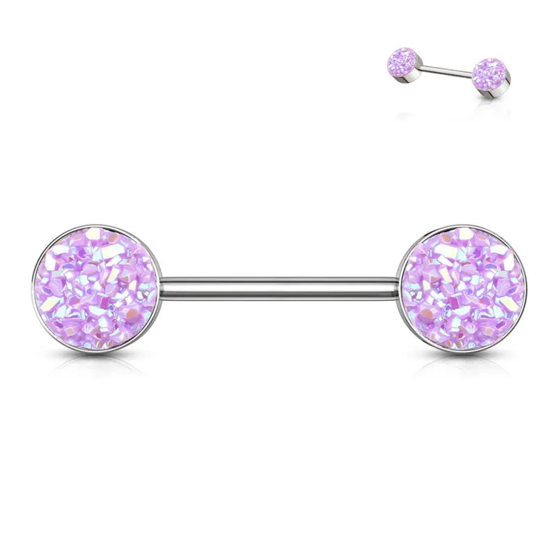 Piercing téton acier druse violet clair