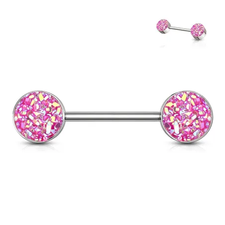 Piercing téton acier druse rose