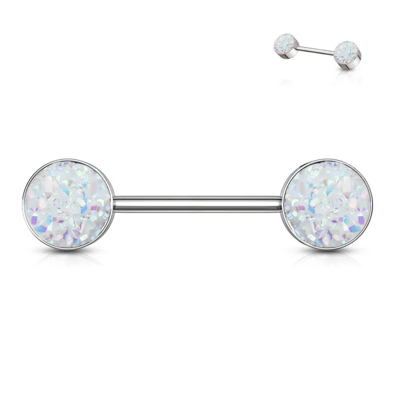 Piercing téton acier druse blanc