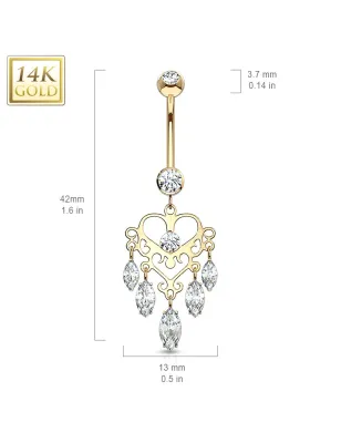 Piercing nombril Or 14 carats Chandelier