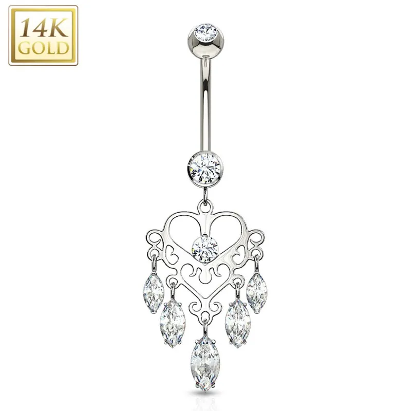 Piercing nombril Or blanc 14 carats Chandelier