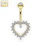 Piercing nombril Or 14 carats Coeur Pavé de Strass