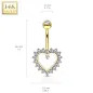 Piercing nombril Or 14 carats Coeur Pavé de Strass