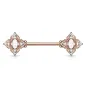 Piercing téton filigrane floral rosé opaline blanche