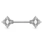 Piercing téton filigrane floral opaline blanche