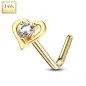 Piercing nez Or jaune 14 carats coeur gemme blanc